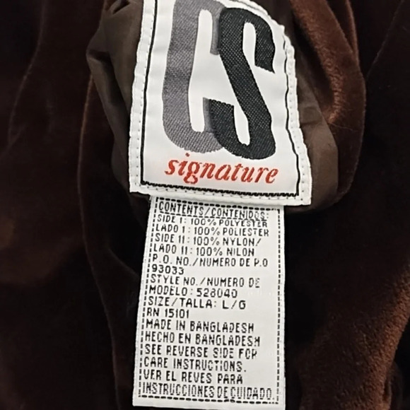 CS Signature Brown Velvet Reversible Hoodie Jacket Large - Picture 7 of 16